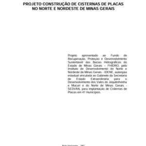 Água  Projeto de construção de Cisterna - EF II